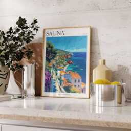 Salina Italy Travel Poster Aeolian Island Wall Art - thumbnail 2