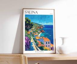 Salina Italy Travel Poster Aeolian Island Wall Art - thumbnail 1