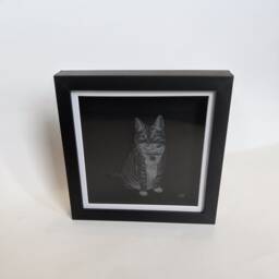 Cat Hand Engraved Frame - Personalised Pet Gift Art Glass Lover Engraving Your Cat Engraved - thumbnail 3