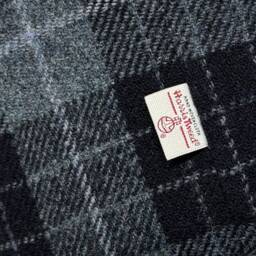Harris Tweed Denim Macleod Footstool With Steel Hairpin Legs - thumbnail 2