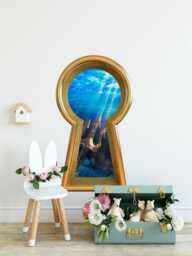 3D Keyhole Fabric Wall Decal - King Neptune's Trident Fantasy 3D Hole Sticker Removable & Repositionable - thumbnail 1