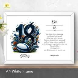 18Th Birthday Print For Son Personalised Rugby Wall Art Gift - A4/A3 - thumbnail 2