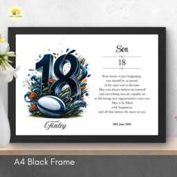 18Th Birthday Print For Son Personalised Rugby Wall Art Gift - A4/A3 - thumbnail 3