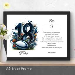 18Th Birthday Print For Son Personalised Rugby Wall Art Gift - A4/A3 - thumbnail 4