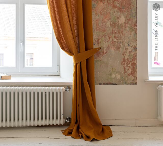 Amber Yellow Heavy Linen Curtain Tie Back - 1 Pcs - Weight. Linen Holdback. Curtain Holder. Fabric Hook - image 1