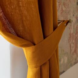 Amber Yellow Heavy Linen Curtain Tie Back - 1 Pcs - Weight. Linen Holdback. Curtain Holder. Fabric Hook - thumbnail 2