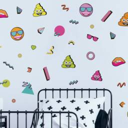 Emoji 90's Wall Sticker Pack, Emoji Decals, Retro Decal - thumbnail 2