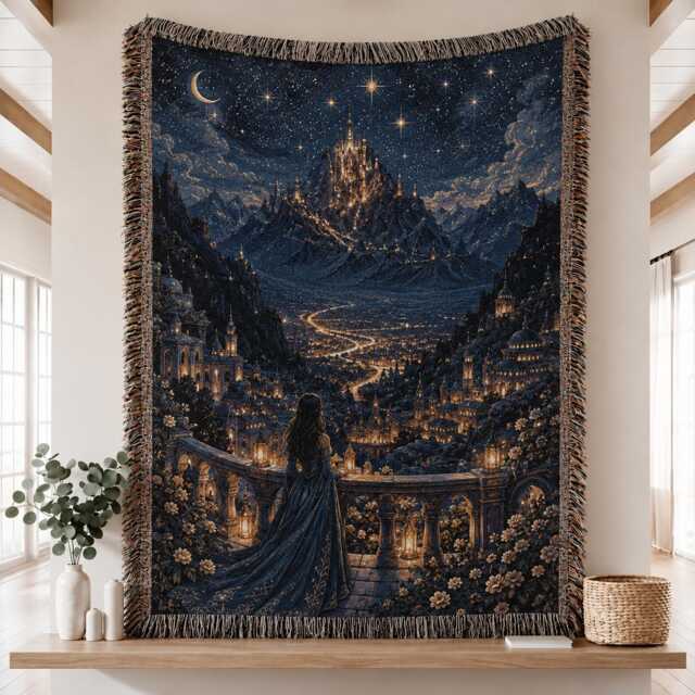 Velaris City Woven Blanket, Sjm, Acotar Merch The Night Court Throw A Of Thorns & Roses Romantic Blanket - image 1