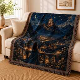 Velaris City Woven Blanket, Sjm, Acotar Merch The Night Court Throw A Of Thorns & Roses Romantic Blanket - thumbnail 2