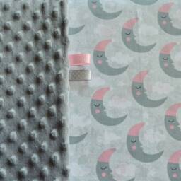 Moon Blanket, Gray Minky Baby Blanket, Newborn Shower Gift, Sleeping Blanket - thumbnail 3