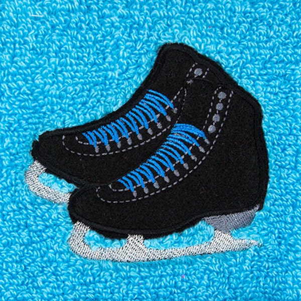Custom Personalized Embroidered Ice Skate Towel - Black Skates - image 1