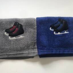 Custom Personalized Embroidered Ice Skate Towel - Black Skates - thumbnail 3