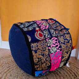 Indian Pouf Cover. Patchwork Ottoman. Handmade Home Deco - thumbnail 3