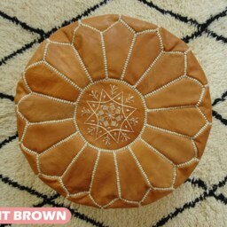 Original Moroccan Pouf - Handmade Genuine Leather Ottoman Footstool Hassock 100% Real Natural Pouffe Vintage Pouf - thumbnail 3