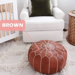 Original Moroccan Pouf - Handmade Genuine Leather Ottoman Footstool Hassock 100% Real Natural Pouffe Vintage Pouf - thumbnail 2