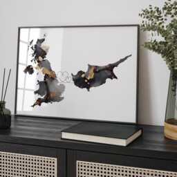 Britain & Cyprus Map Black & Gold Travel Wall Art Print - United Kingdom UK - thumbnail 3