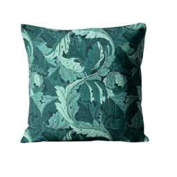 William Morris, Acanthus, Clarke & Clarke, Arts Crafts, Teal, Jacquard Woven Cotton Mix Cushion Cover, Throw Pillow Home Decor - thumbnail 1
