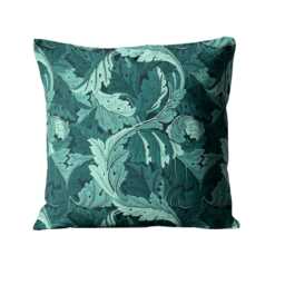 William Morris, Acanthus, Clarke & Clarke, Arts Crafts, Teal, Jacquard Woven Cotton Mix Cushion Cover, Throw Pillow Home Decor - thumbnail 1