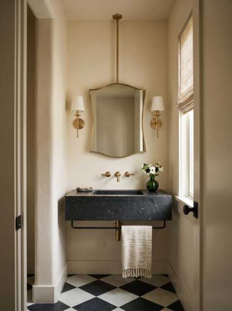 Curved Ceiling Mounted Brass Mirror - Luxury Hanging Bathroom Mirrors - image 1
