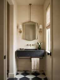 Curved Ceiling Mounted Brass Mirror - Luxury Hanging Bathroom Mirrors