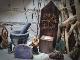 Vegvisir Tea Light Holder. Free Standing Or Wall Mounted Altar Candle. Pagan/Norse Decor - thumbnail 1
