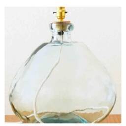 Handmade Recycled Glass Table Lamp With Linen Flex - thumbnail 4