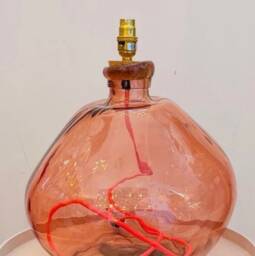 Handmade Recycled Glass Table Lamp With Linen Flex - thumbnail 2