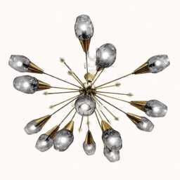 Modern Mid-Century Sputnik Chandelier Italian Stilnovo Brass, 14-Arm Glass Light - thumbnail 2