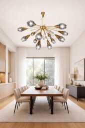 Modern Mid-Century Sputnik Chandelier Italian Stilnovo Brass, 14-Arm Glass Light - thumbnail 1