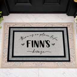 Custom Name Doormat, Personalized Welcome Mat, Lucy's House Decor, All Weather Outdoor Rug, Buffalo Plaid Layering Set, Housewarming Gift - thumbnail 4