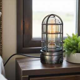 The Cage Lamp - Tap To Dim With Edison Bulb Vintage Industrial Steampunk Style - thumbnail 4