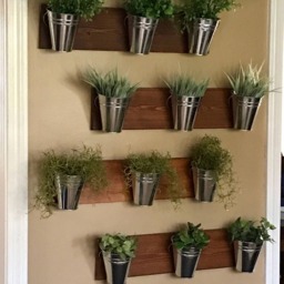 Indoor Wall Planter -Wood Grain Horizontal Mount - One Row Of 3 Pots - thumbnail 3