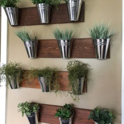 Indoor Wall Planter -Wood Grain Horizontal Mount - One Row Of 3 Pots - thumbnail 4