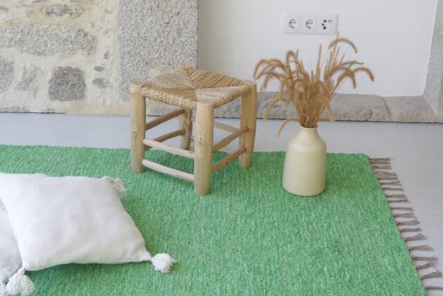 Large Handwoven Green Rug 4.6x6.6 Feet, Living Room Rug, Area Bohemian Decor, Boho Bedroom Carpet, Tapis De Salon Vert - image 1