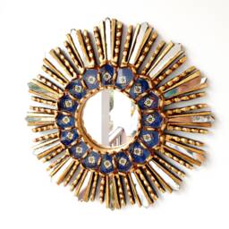 "Peruvian Mirrors ""Lime Blue 35cm" - thumbnail 1