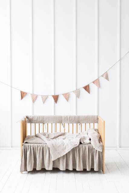 Two Sided Linen Duvet Cover, Toddler & Baby Organic Bedding Pillowcase, Natural Slipcover, Kids Bedding