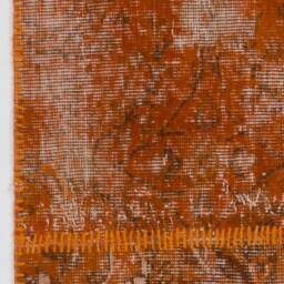 Handmade Turkish Patchwork Rug, Rustique Orange - thumbnail 4