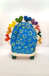 Colorful Ceramic Shabbat Tealight Holder Handmade Candle Centerpiece