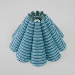 Handmade Lake Blue Striped Lampshade Fabric & Acrylic, Custom Made, -89# - thumbnail 3
