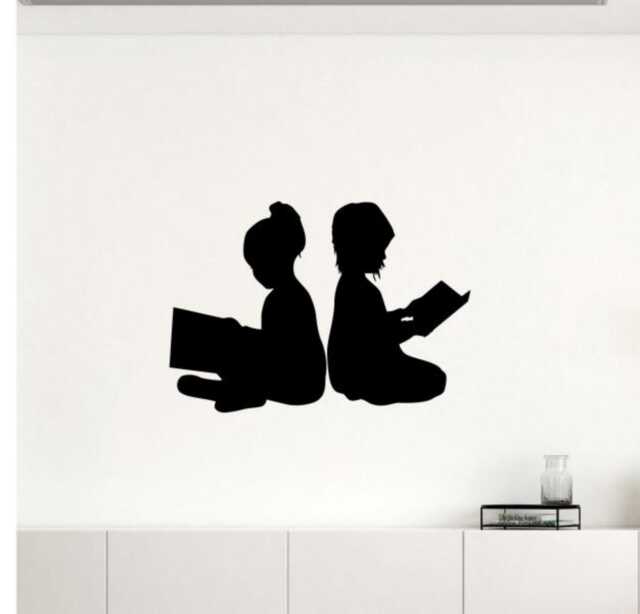 Children With Books Wall Decal Vinyl Sticker Reading School Education Home Art Design Murals Modern Room Interior - 10Nr - image 1