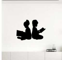 Children With Books Wall Decal Vinyl Sticker Reading School Education Home Art Design Murals Modern Room Interior - 10Nr - thumbnail 1