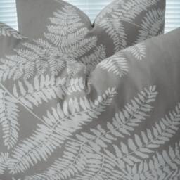 Both Sides-Decorative Pillow Cover - Designer Fabric-Ferns Design- -Neutral Lumbar Pillow-Accent -Cotton Cream-Taupe - thumbnail 2