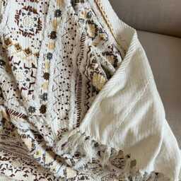 Handwoven Cotton Boho Throw Blanket With Tassels For Home Decor - thumbnail 2