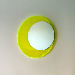 Neon Yellow Acrylic Round Mirror Modern Home Decor - 12 Inch - thumbnail 2