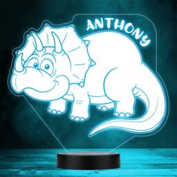 Kids Cute Dinosaur Triceratops Colour Change Led Personalised Gift Night Light - thumbnail 1