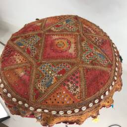 Embroidered Bohemian Floor Cushion Cover, Vintage Indian Fabric - thumbnail 4