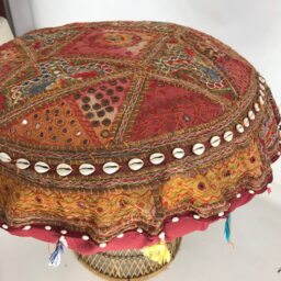 Embroidered Bohemian Floor Cushion Cover, Vintage Indian Fabric - thumbnail 3