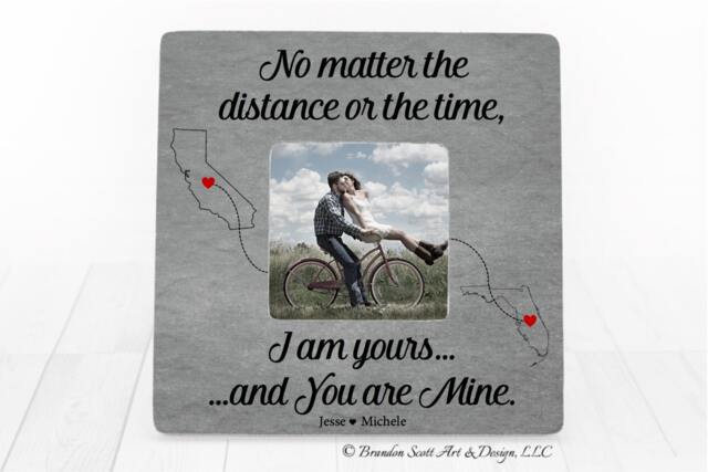 Personalized Long Distance Photo Frame Boyfriend Girlfriend Gift - image 1