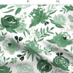 Floral Curtain Panel - Green Garden Watercolor Flowers Monochrome Custom Emerald Forest Gold By Sweeterthanhoney - thumbnail 4
