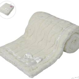 Personalised Baby Blanket, Embroidered, Deluxe Plush With Bow & Sherpa , Personalized Baby Gift, Ivory Cream - thumbnail 2